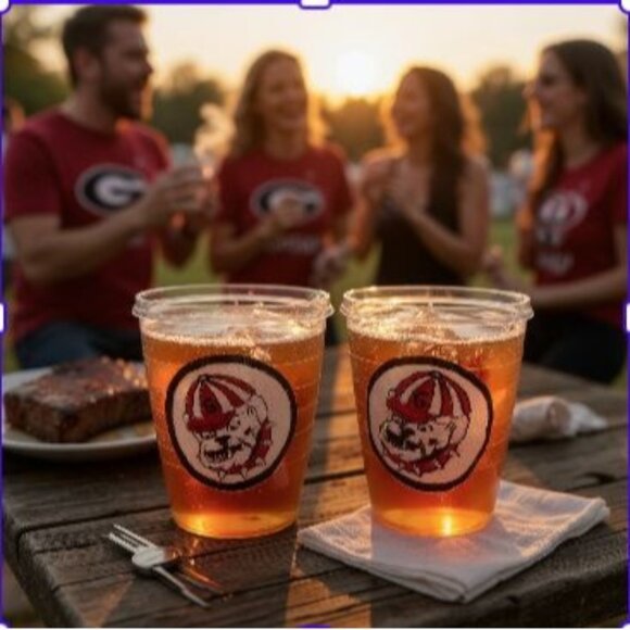 Set of 2 University of Georgia Bulldogs 12 oz Drinkware Cups - Picture 1 of 8